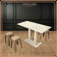 Woodland 1+4 Wood Top Cafe Table Dining Table Set 75cm Meja Kafe Restaurant Dining Meja Makan