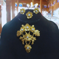 set bros kebaya daun mutiara vintage gold