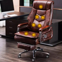 Simple Lift Office Chairs Leather Computer Chair Modern Office Furniture Light Luxury Gaming Chair Reclining Massage Back Chair