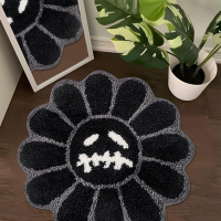 Trippy Happy Face Rug Cool Gothic Skull Bathroom Rugs Horror Goth Ghost Smile Face Bath Rug 2FT Extr