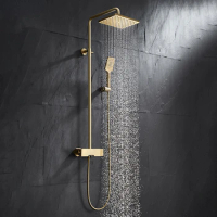 Brush Gold Shower Set Big Luxury Gold Shower Head Faucet Bathroom Wall Gold Shower Mixer Hot and Cold Bath Mixer Tap