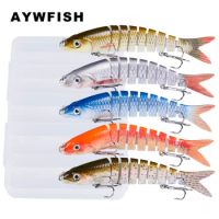 AYWFISH 5PCS / BOX 10CM 10G Lifelike 8 Joints Swimbait Sink Trout Bass Baits Small Minnow Fishing Lures Set Free Plastic Box