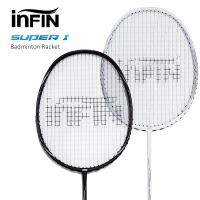 【iNFiN】羽毛球拍 SUPER 1 碳纖維羽拍贈拍袋 羽球拍(送握把布１２入)