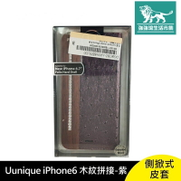 強強滾p-UUNIQUE IPHONE 6 木紋拼接 側掀式皮套 紫 側掀 皮套 保護殼