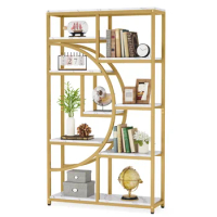 New 2024 Gold Luxury Wooden Bookcase Corner Cabinet Wood Shelf For Books