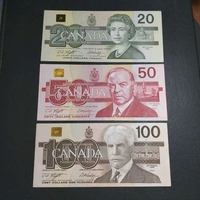 set uang asing kuno Dollar Canada 20 50 dan 100 kondisi AUNC Gress mulus
