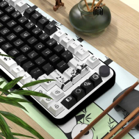 ECHOME Panda Themed Keycaps Set PBT Custom Black and White Cute Keyboard Cap Cherry Profile KeyCap for Mechanical Keyboard Gift
