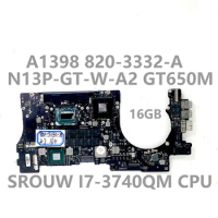 820-3332-A 2.7Ghz 16GB For APPLE Macbook Pro 15" A1398 Motherboard N13P-GT-W-A2 GT650M W/ SR0UW I7-3740QM CPU 100% Tested