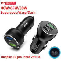 For Oneplus Dual Usb Car Charger 80w Supervooc Warp Charge 65 30 W Super Fast Charge 65w Dash One Plus 10T 10 Pro Nord 2T 9 8