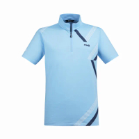 【PING】男款線條幾何立領短袖POLO衫-藍(吸濕排汗/GOLF/高爾夫球衫/PA23125-53)