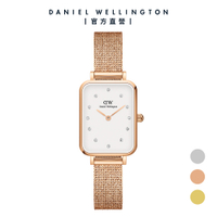 Daniel Wellington DW 手錶 Quadro Lumine 20X26-星辰系列水晶麥穗編織方錶-白錶盤-三色任選 DW00100527