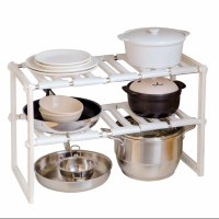 可伸縮收納架(白色【二層】) 