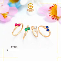 CINCIN EMAS DEWASA DOUBLE SOLITAIRE COLOUR EMAS ASLI KADAR 6K(300) & 8K(375) CWT 885 - GALERI 21 FAS