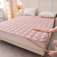 1pc Foldable Soft Breathable Thin Mattress Topper Pad Non-slip Single Double Bed Protector Cover Mat Bedsheet Quilted Bedspreads