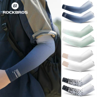 ROCKBROS Ice Silk Bike Arm Sleeves Summer UV Sun Protection Sports Safety Arm Warmers Men Women MTB Road Cycling Bicycle Sleeves