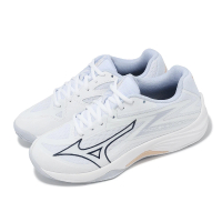 【MIZUNO 美津濃】排球鞋 Thunder Blade Z 女鞋 白 藍 輕量 緩衝 室內運動 羽排鞋 美津濃(V1GC2370-00)