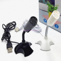 by dhl 200pcs Portable Studio Speech Mini USB Microphone Chatting Singing KTV Karaoke Mic With Holder For PC Laptop