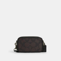 【COACH】蔻馳官方直營 WYATT撞色經典Logo斜背手袋-QB/胡桃木色/棕黃色(CAB80)