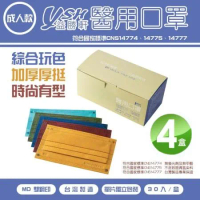 YSH益勝軒 台灣製 滿版飽和色系列 成人醫療口罩30入X4盒(多種顏色可選)