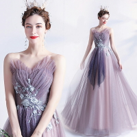 天使嫁衣 閃耀 漸變紫色星空裙晚宴年會主持人婚紗禮服17268