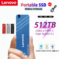 Lenovo 2024 Original High-speed Portable SSD 512TB External Hard Drive Storage Type-C USB 3.1 Interface for PC Laptops Computer