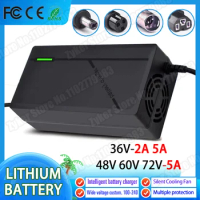 36V 48V 60V 72V Charger 2A 5A Lithium Battery Pack 42 54.6 67.2 84V 10 13 16 20S Smart Intelligent Fast Charging Charger EU Plug