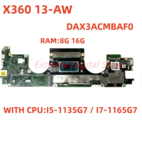 Motherboard suitable for HP X360 13-AW laptop number: DAX3ACMBAF0 I5 I7-11TH CPU RAM: 8G/16G 100% tested