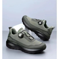New Men's Waterproof Casual Shoes with Rotating Buttons Thick Sole Anti-Slip for Office & Outdoor Us