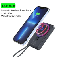 10000mAh Magnetic Power Bank Portable Wireless Powerbank 22W Fast Charging Mini Powerbank for iPhone 14 13 12 Pro Samsung Xiaomi