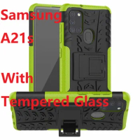 Armor Silicone For Samsung Galaxy A21s Case Hard Stand Protection Film Cover