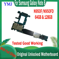 64GB/128GB For Samsung Galaxy Note 8 N950F N950FD Original Unlocked Motherboard With Full Chips Tested Good Mainboard