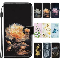 Case on For Sony Xperia 5-5 10-5 1 V 5 III L4 XZ3 L3 Xperia10 Plus Xperia1 IV Leather Flip Stand Phone Cover Cute Flower Capa