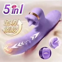 5-IN-1 Rabbit Vibrators Dild0 Adult Toys for Women With Telescopic Berputar Vibration Modes Mainan D