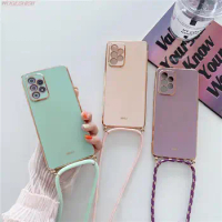 Lanyard Necklace Plating Phone Case For Realme GT Neo 2 3 Q2 Q3i Pro Q3S Q3T U1 V11S V13 V15 V20 V25 X2 X7 XT Narzo 20 30A Cover