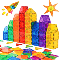 Gemmicc Magnetic Tiles Deluxe 136 PCS Building Blocks Magnet Toys for Kids3D Magnet Puzzles Stacking