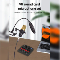 Set kartu suara profesional BM800+V8, mikrofon kondensator, kartu suara streaming langsung, rekaman 