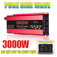 Pure Sine Wave Inverter 3000W/2200W/1600W/1000W 12V 24V TO 220V 110V Voltage Converter Power Transformer Car Solar Inverter