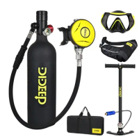 1L Mini Scuba Diving Snorkeling Breathing Tube Set Dive Respirator Air Tank Hand Pump for Snorkeling Breath Diving Equipment