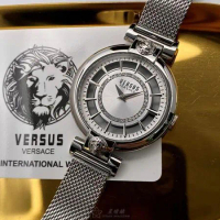 VERSUS VERSACE36mm圓形銀精鋼錶殼銀色錶盤米蘭銀色錶帶款VV00020
