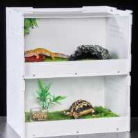 Reptile Feeding Box Double Layers Breeding Case Acrylic Terrarium Clear Insect Habitat for Mini Pet Lizard Centipede