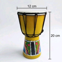 Drum Djembe Kecil 12 cm x 20 cm dengan Desain Warna Cerah dan Motif Etnik