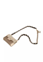 CHANEL 二手香奈兒鍍金雙C菱格紋翻蓋包吊墜項鍊