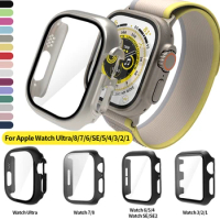 Glass+Cover For Apple Watch 44mm 40mm 41mm 45mm Case Matte Bumper Ultra/Ultra2 49mm Screen Protector Iwatch 9 8 7 SE 6 5 4 32