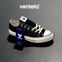 Ventela 70s Low Black Natural Original - Sepatu Sneakers Casual Pria Wanita Canvas Shoes