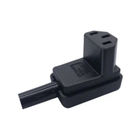 Black 10A CE Copper IEC320 C13 Computer UPS PDU Power Outlet Connector Elbow 90 Triprong Adaptor Plug 3p Receptacle Wired Socket