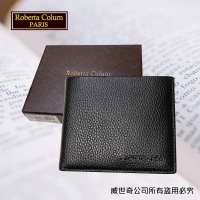 【Roberta Colum】諾貝達 男用皮夾 短夾 專櫃皮夾 進口軟牛皮短夾(24006-1黑色)