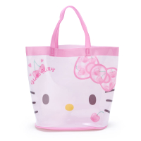 小禮堂 Hello Kitty 透明海灘袋 水桶提袋 游泳袋 泳具袋 防水袋 (粉 2021炎夏企劃)