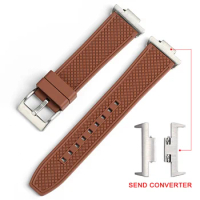 silver buckle Watch Strap For Tissot PRX Super Player Watch Band Convex 12MM Converts 22MM Strap Viton Watch Bands Replacement