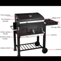 BBQ Grill Barbecue Picnic Grills Folding Table Kebab Stove Charcoal Oven With Waterproof Black BBQ Grills For Yard Outdoor Party