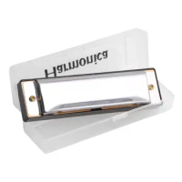 Silver Color with Case Stainless Steel Musical Instrument Diatonic 20 Tone Blues 10 Holes Harmonica Key of C